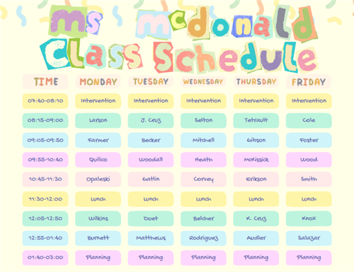 Art Schedule